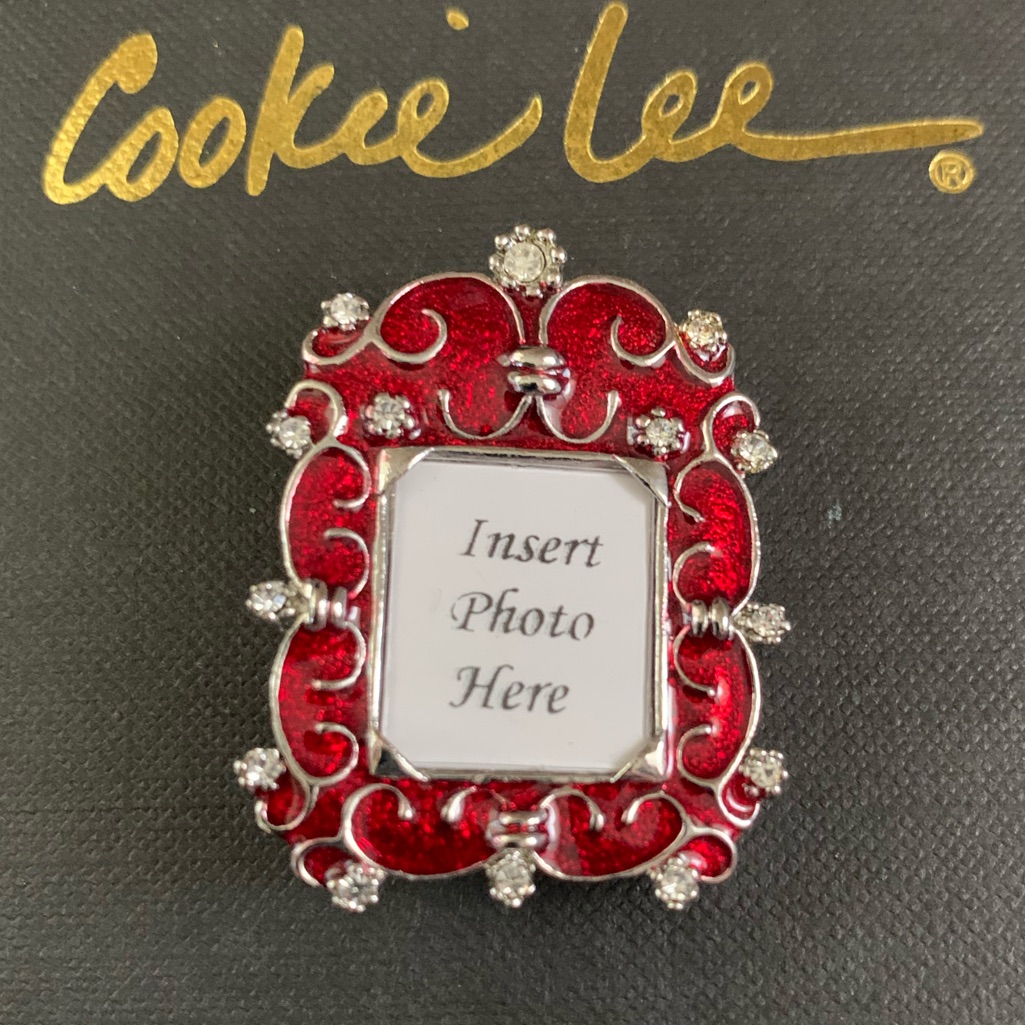 Cookie Lee Frame Brooch Pin Red 10$